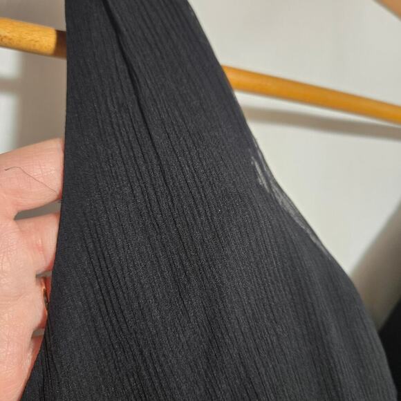 J. Crew Y2K Sophia Black 100% Silk Chiffon Surplice Empire Fairy Goth Dress 10 - Picture 6 of 7